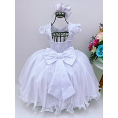 Vestido Infantil Branco Renda Com Borboletas Damas
