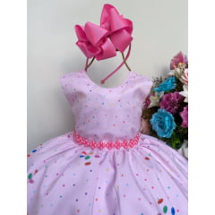 Vestido Infantil Doces Confeitaria Rosa Luxo