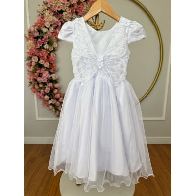 Vestido Infantil Jardim Encantado Branco Festa C/ Renda Luxo