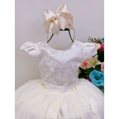 Vestido Infantil Off C/ Renda e Borboletas Dama