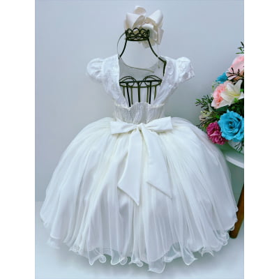Vestido Infantil Off C/ Renda e Borboletas Dama