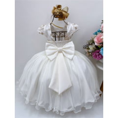 Vestido Infantil Off Renda Aplique Borboletas Dama