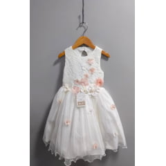 Vestido Infantil Off White Com Renda Daminhas Formatura