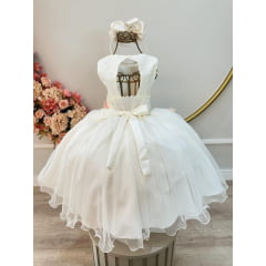 Vestido Infantil Off White Com Renda Daminhas Formatura