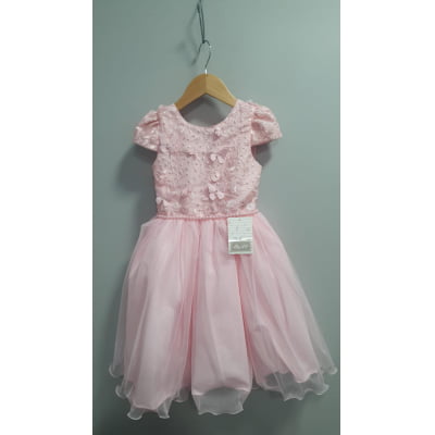 Vestido Infantil Rosa C/ Apliques Borboletas Festas Luxo Vestido Infantil Rosa C/ Apliques Borboletas Festas Luxo
