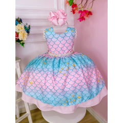 Vestido Infantil Tay Day Sereia Luxo Festa Princesa - Rosa Charmosa Atacado