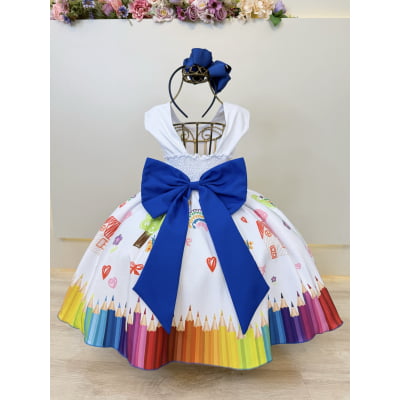 Vestido Infantil Branco Aquarela Formaturas Festas