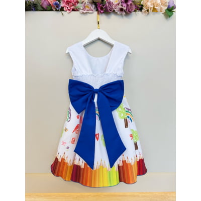 Vestido Infantil Branco Aquarela Formaturas Festas