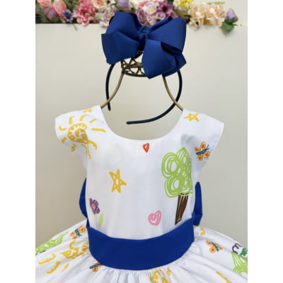 Vestido Infantil Branco Aquarela Formaturas Festas