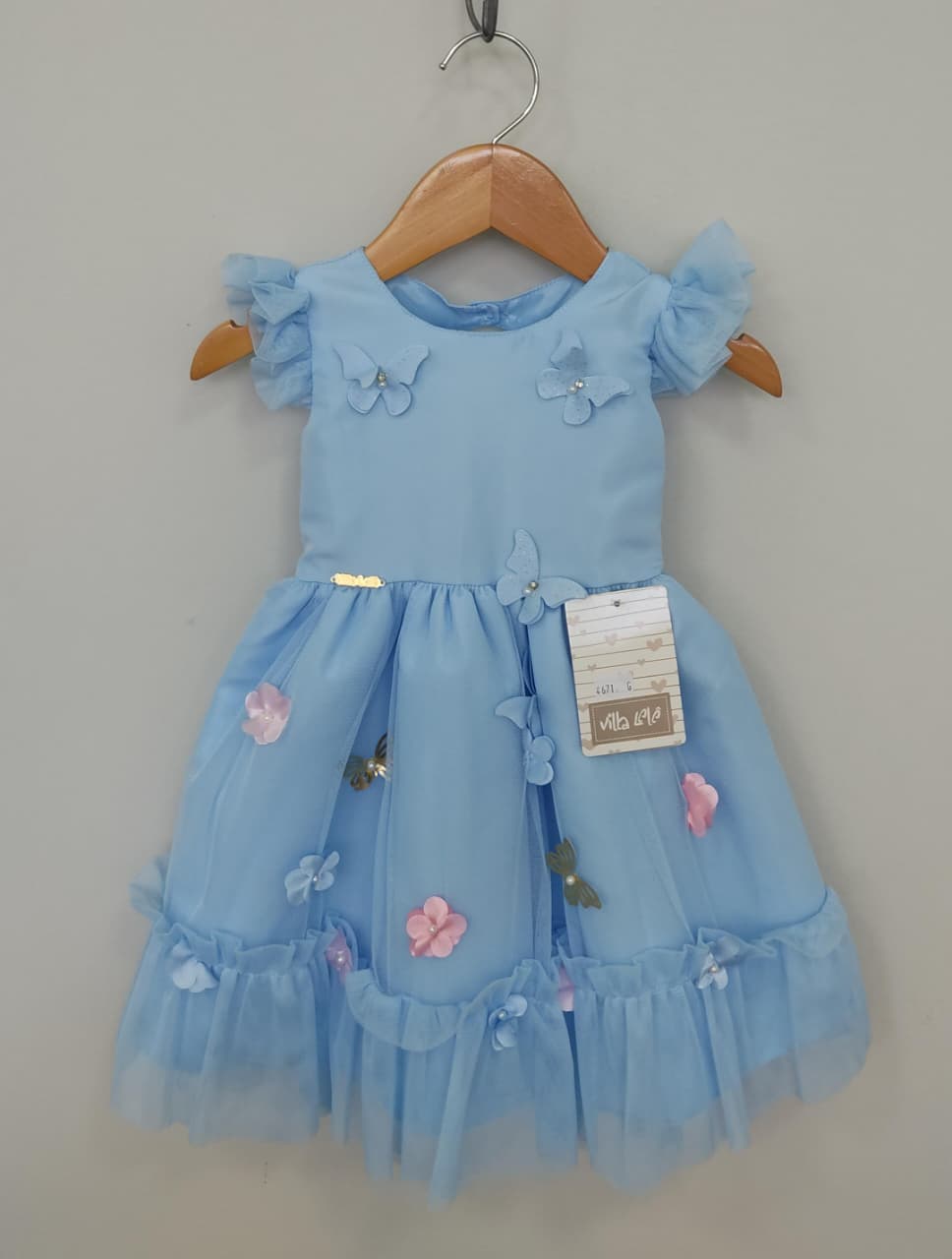 Vestido Bebê Azul Claro Jardim Encantado Luxo