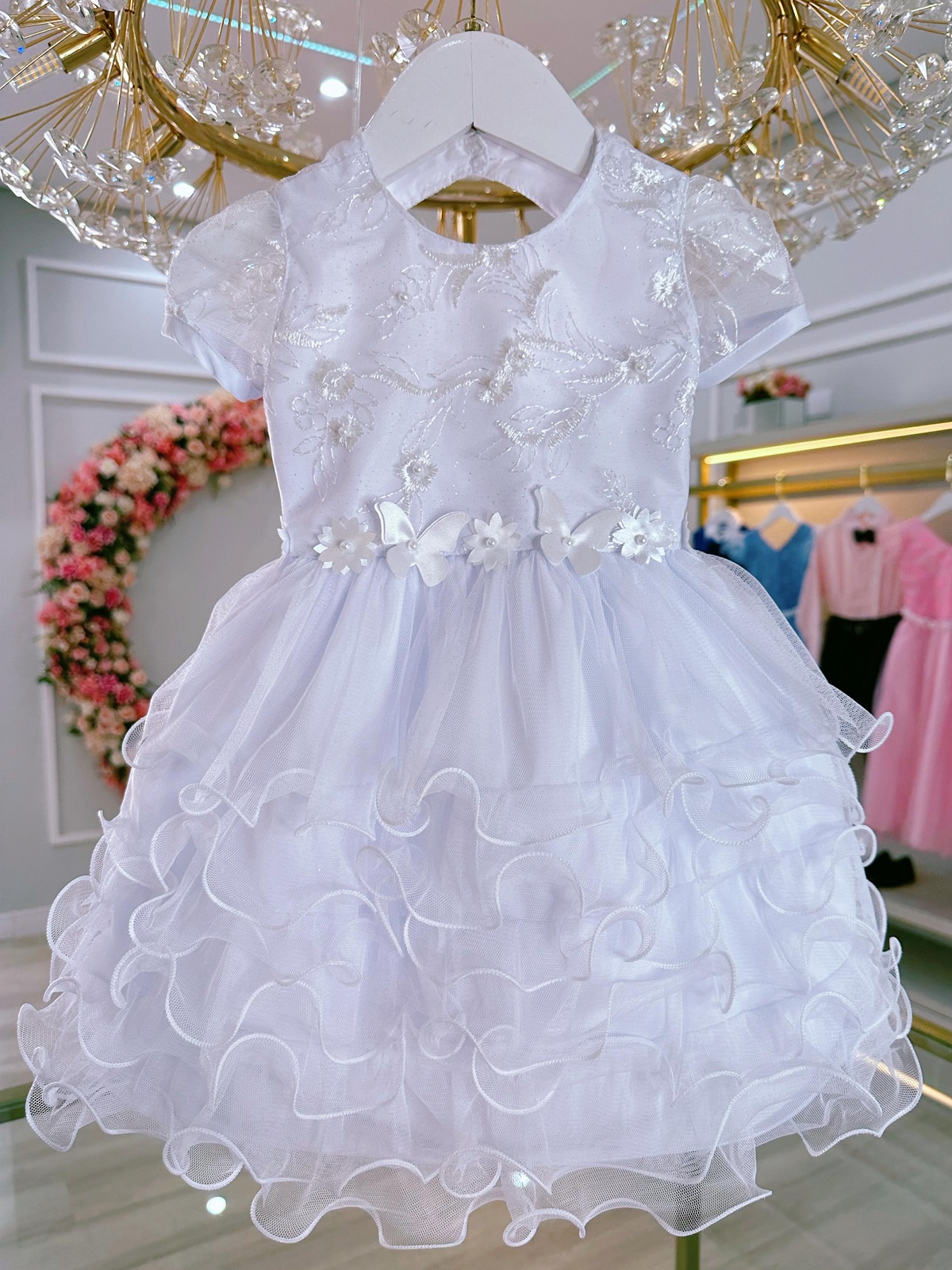 Vestido Bebê Branco Jardim Encantado Batizado Festas