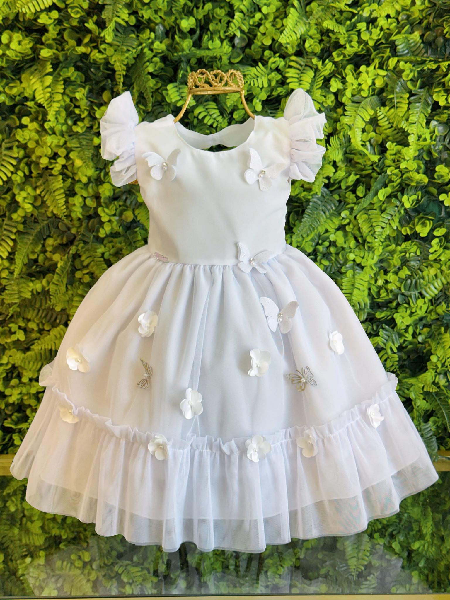 Vestido Bebê Branco Jardim Encantado Luxo