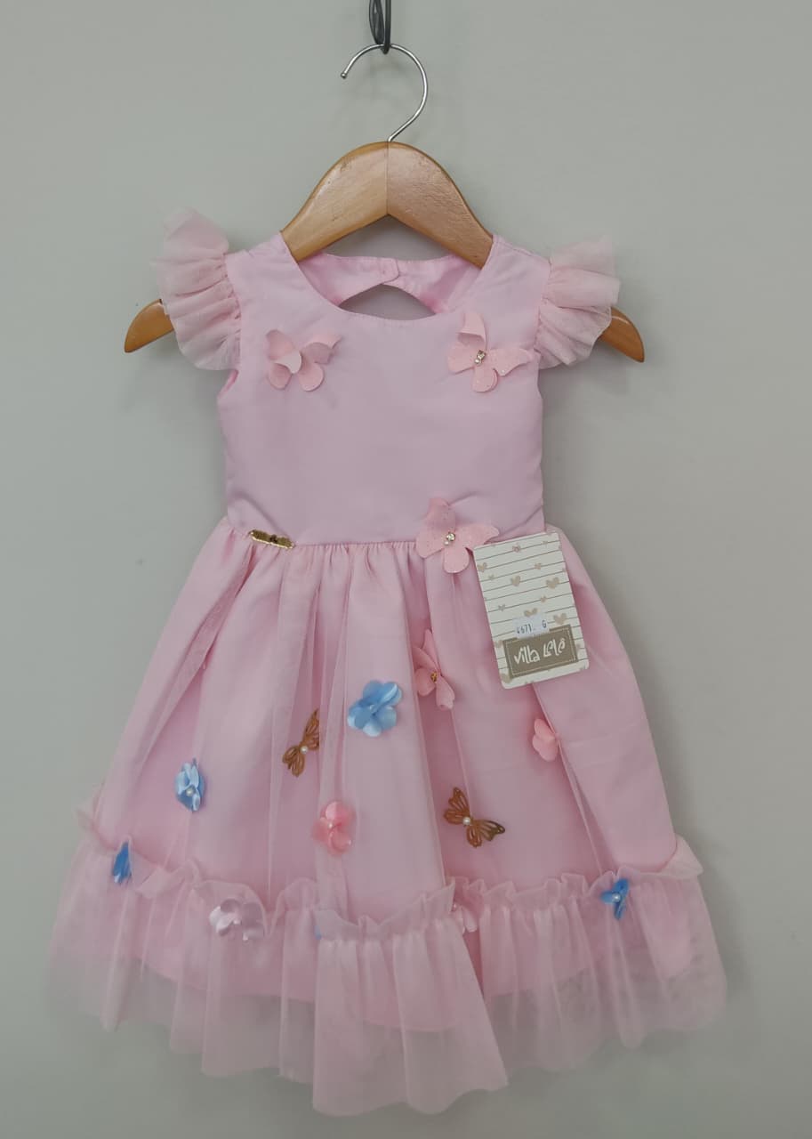 Vestido Bebê Rosa Claro Jardim Encantado Luxo