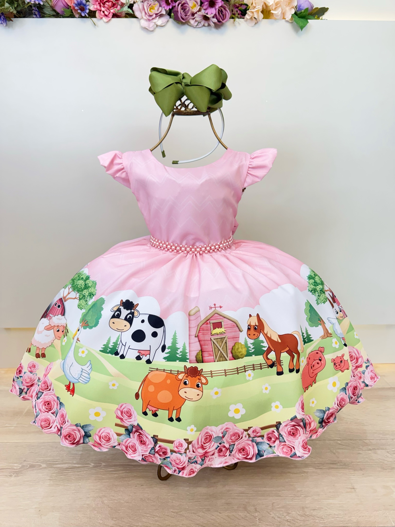 Vestido Infantil Baby Fazendinha Rosa Festas Aniversário