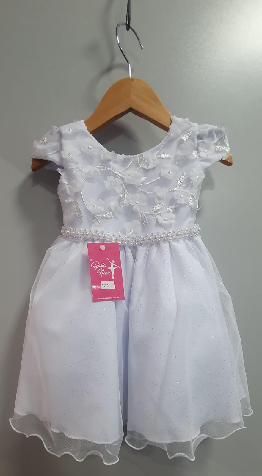 Vestido Infantil Branco C/ Renda Apliques Daminha Festas