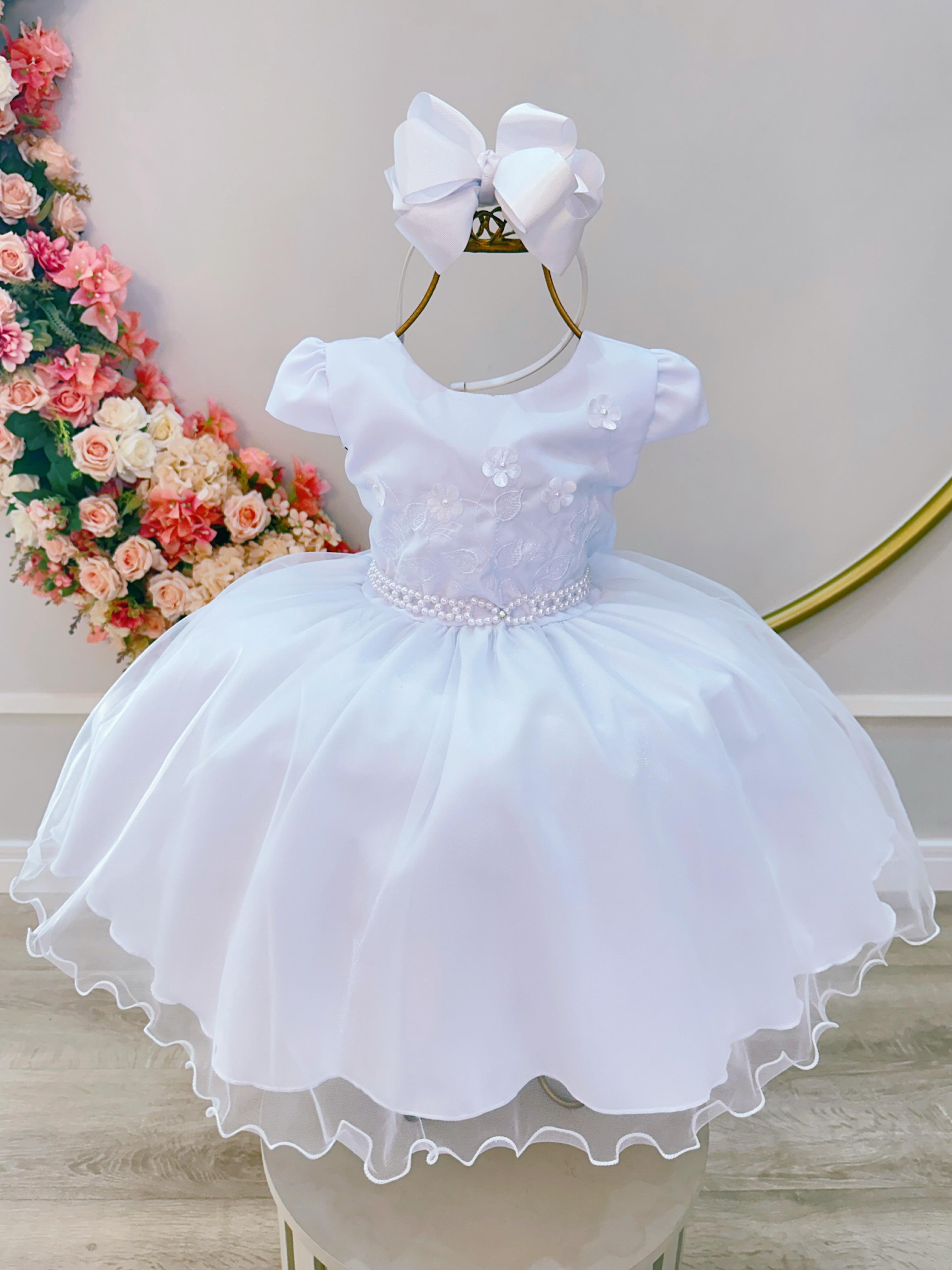 Vestido Infantil Branco Jardim Encantado Festas Luxo