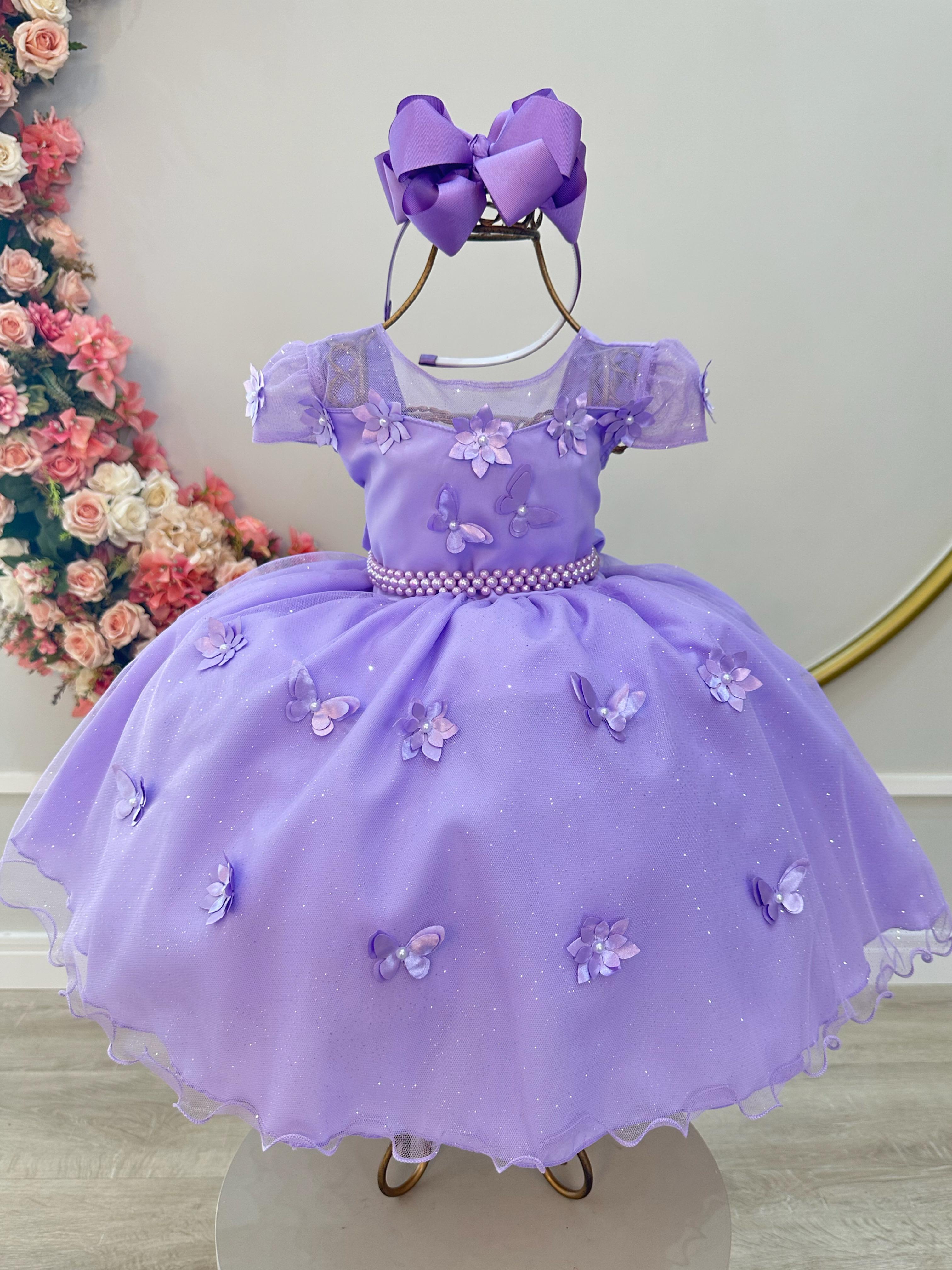 Vestido Infantil Lilás Jardim Encantado Festas Luxo