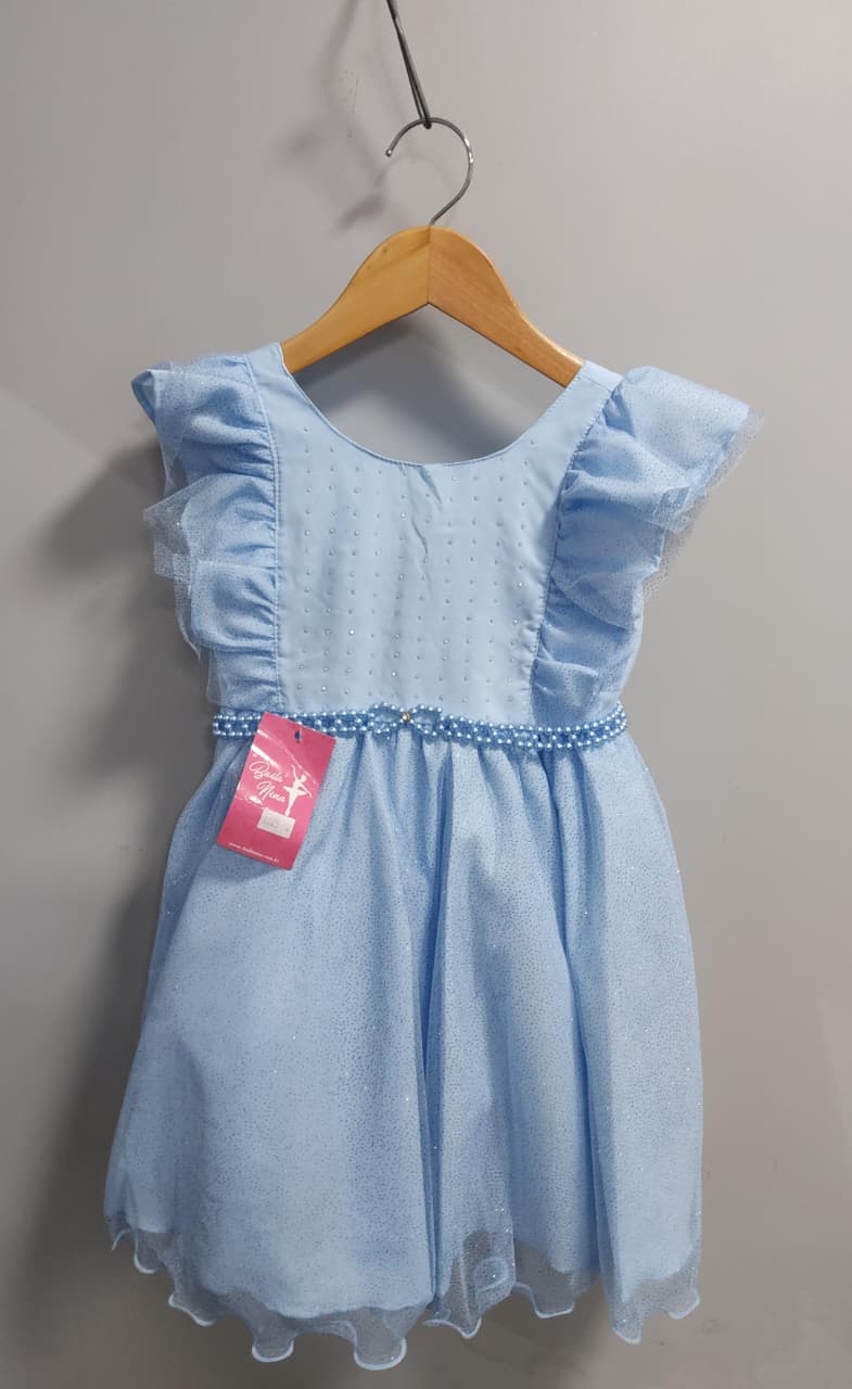 Vestido Infantil Princesas Frozen Anna e Elsa Azul Festas