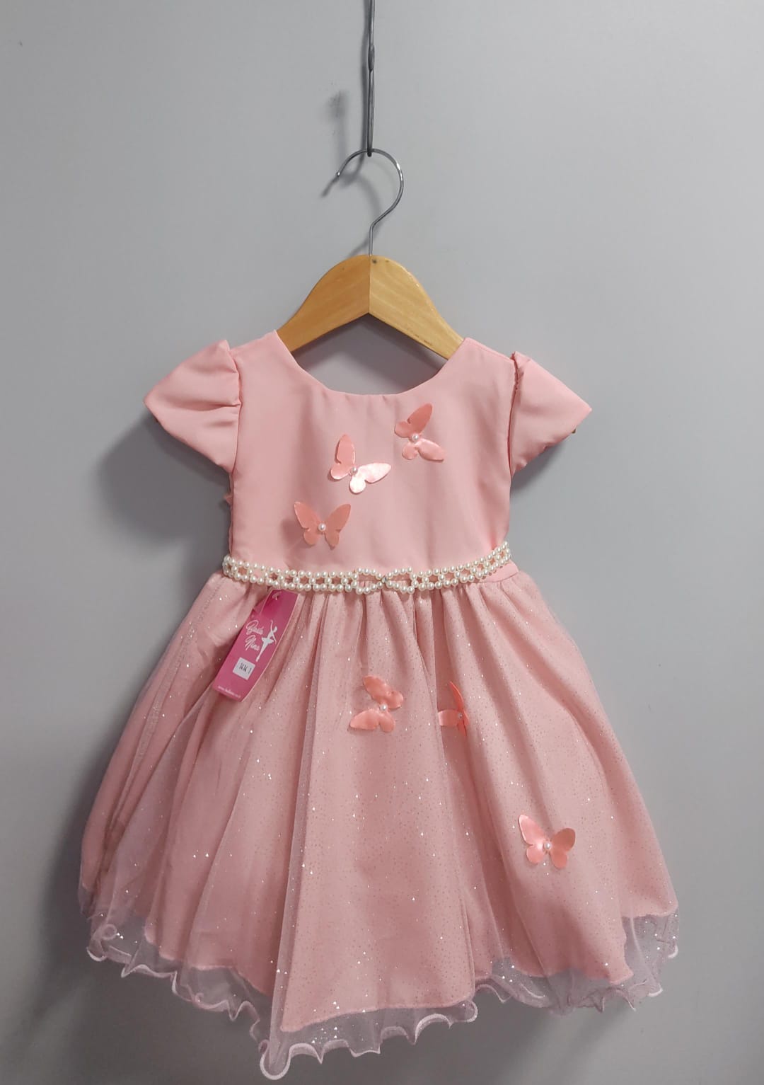 Vestido Infantil Salmão Jardim Encantado Festas Luxo