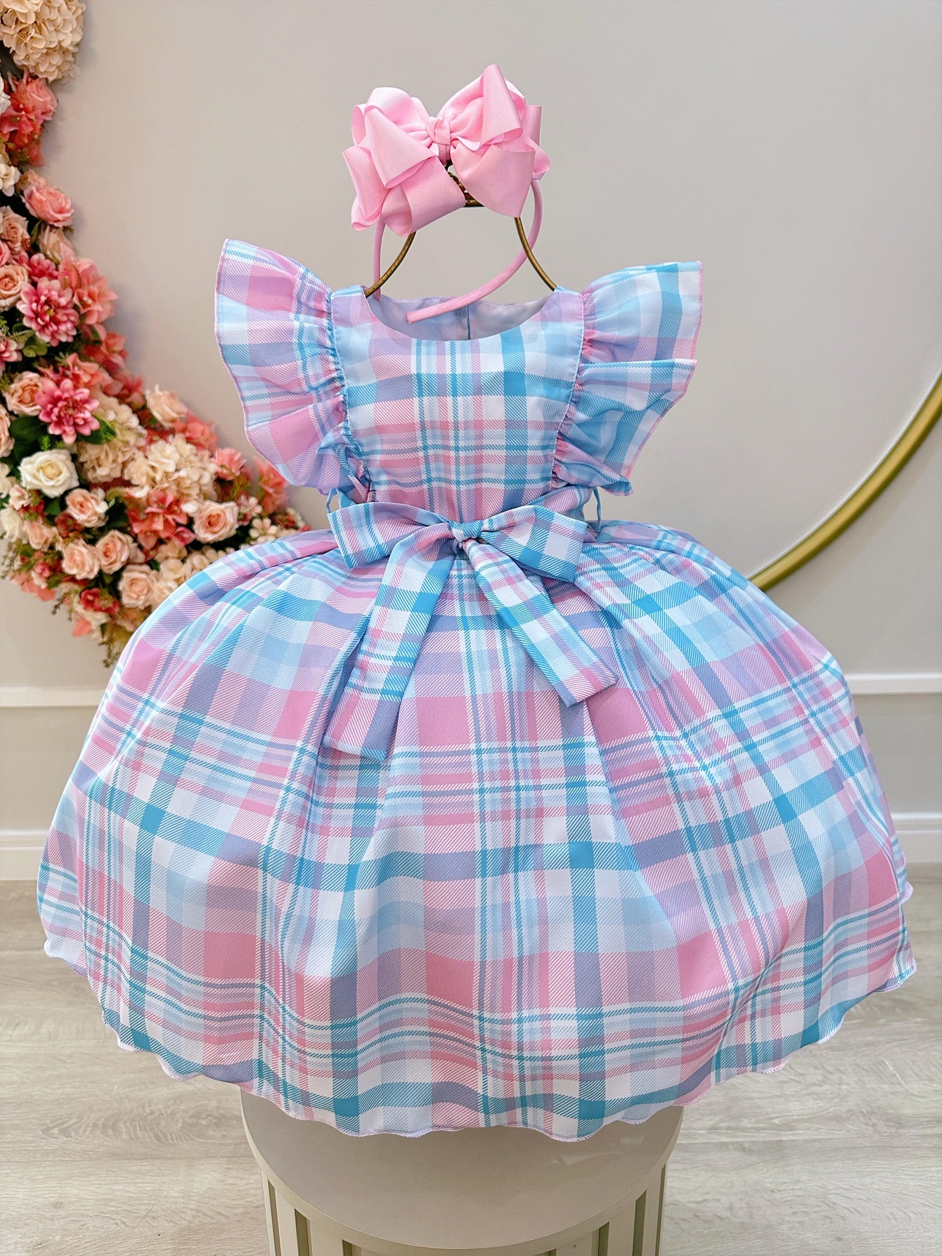 Vestido Infantil Xadrez Tartan Colorido Candy Luxo