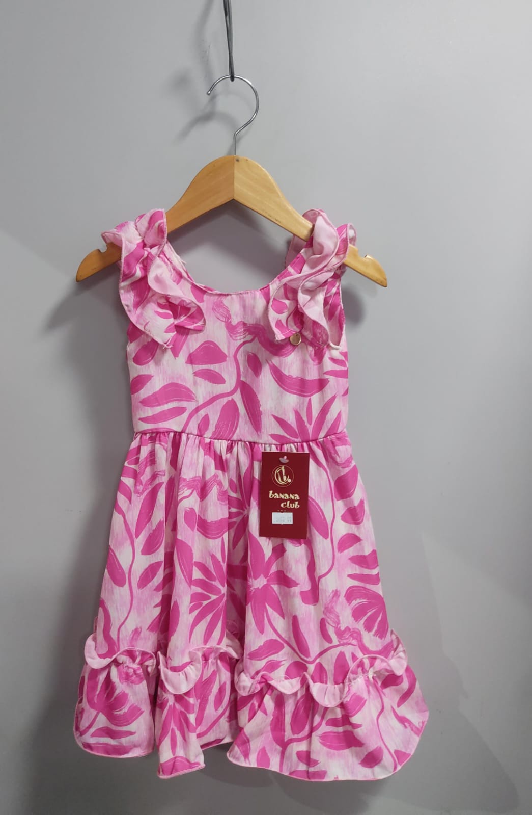 Vestido Infantil Casual Primavera Rosa Chiclete Florido
