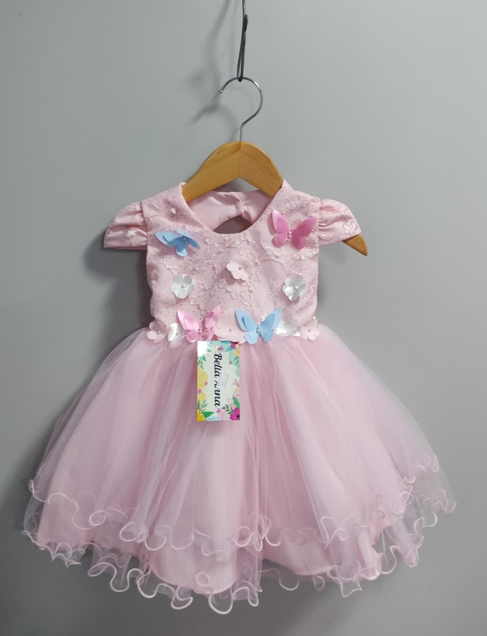 Vestido Infantil Rosa Claro Jardim Encantado Renda Daminhas