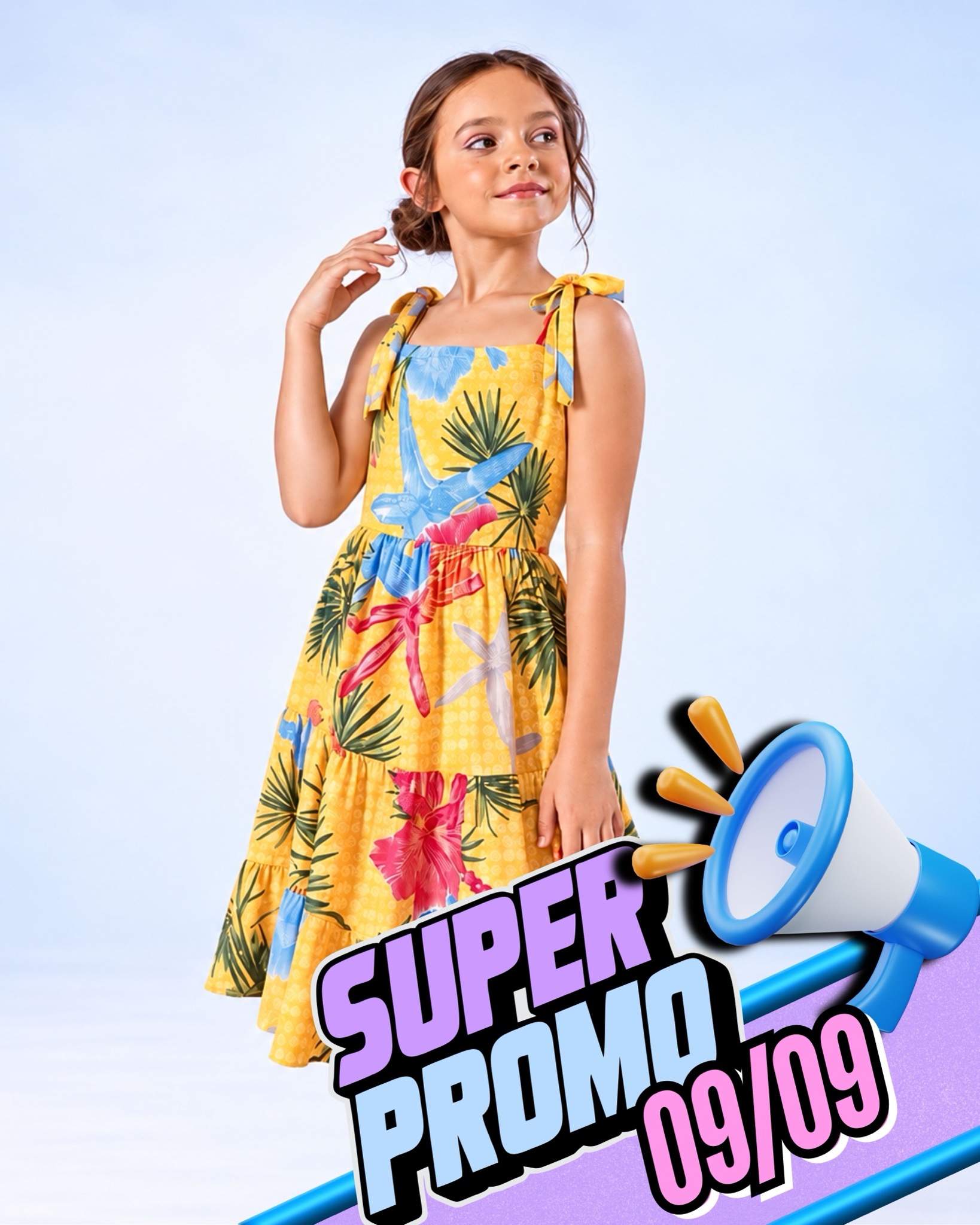 Vestido Infantil Casual Primavera Amarelo Florido Colorido
