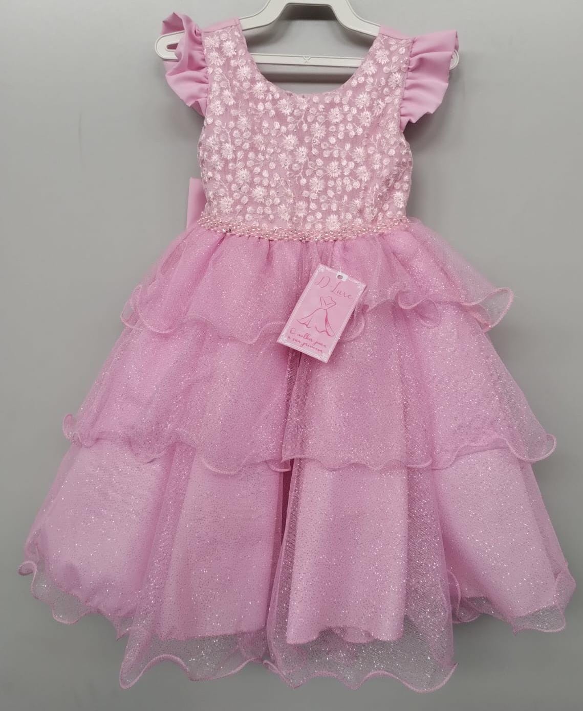 Vestido Infantil Princesa Cinderela Glitter Luxo Festa - Rosa Charmosa  Atacado