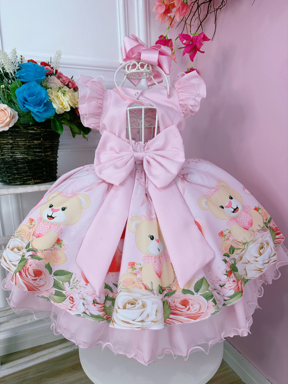 Vestido Infantil Branco Bebê Princesa Luxo Festa Pérolas - Rosa Charmosa  Atacado