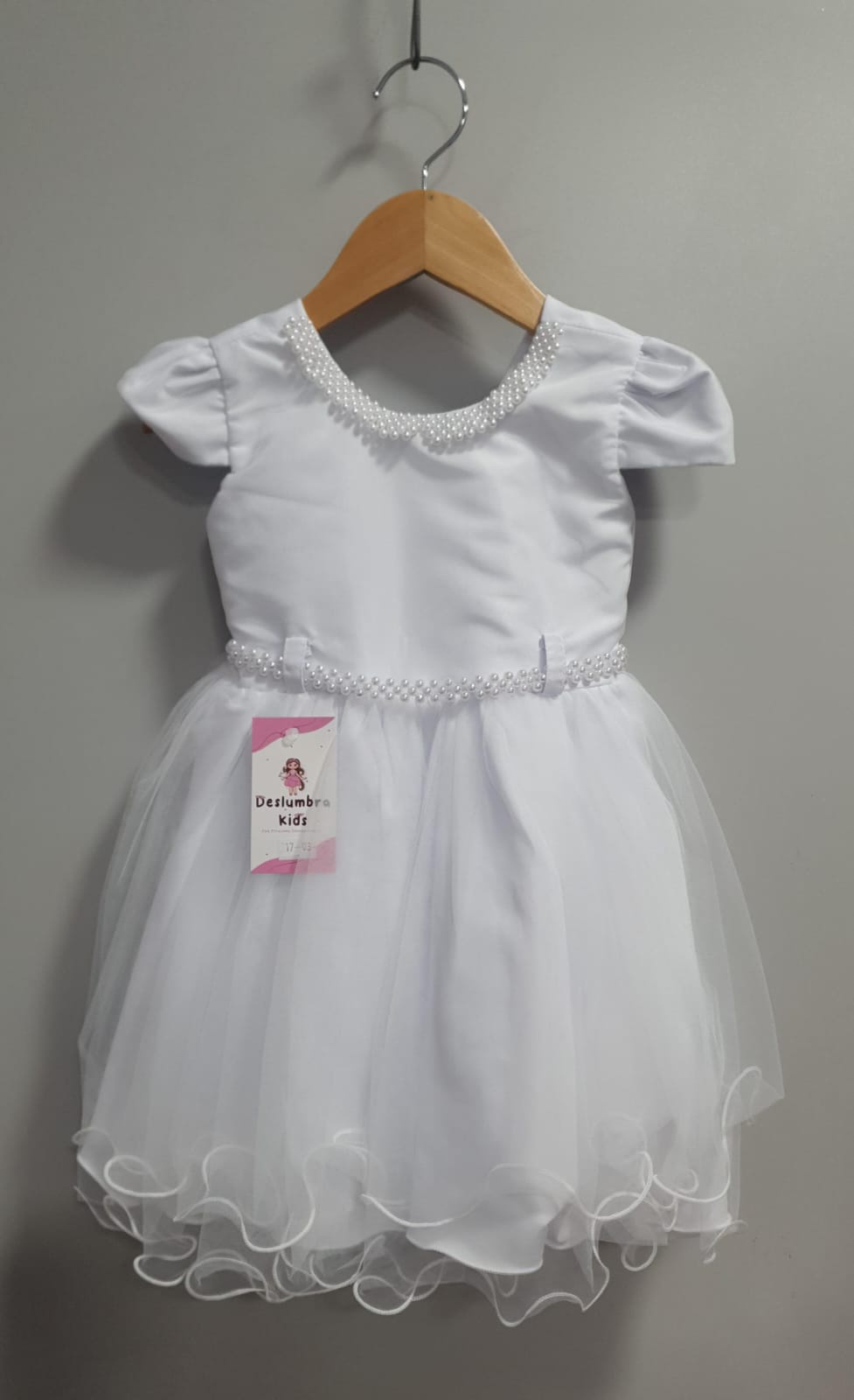 Vestido Infantil Branco Luxo C/ Pérolas Daminhas Festas