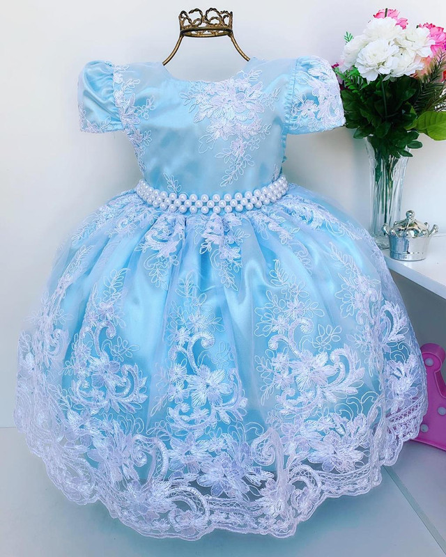 Vestido princesa Azul bebê