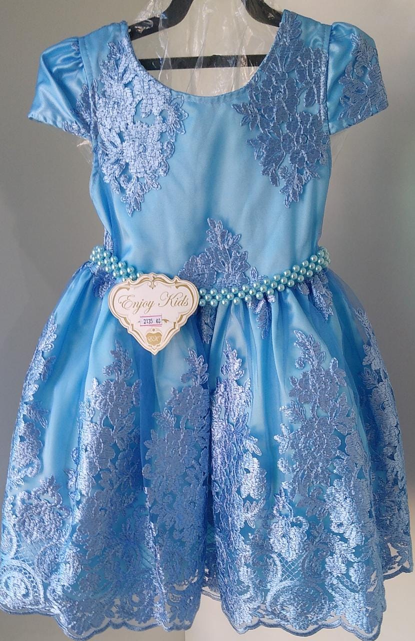 Vestido Infantil Azul Claro Renda Realeza Renda Princesas - Rosa Charmosa  Atacado