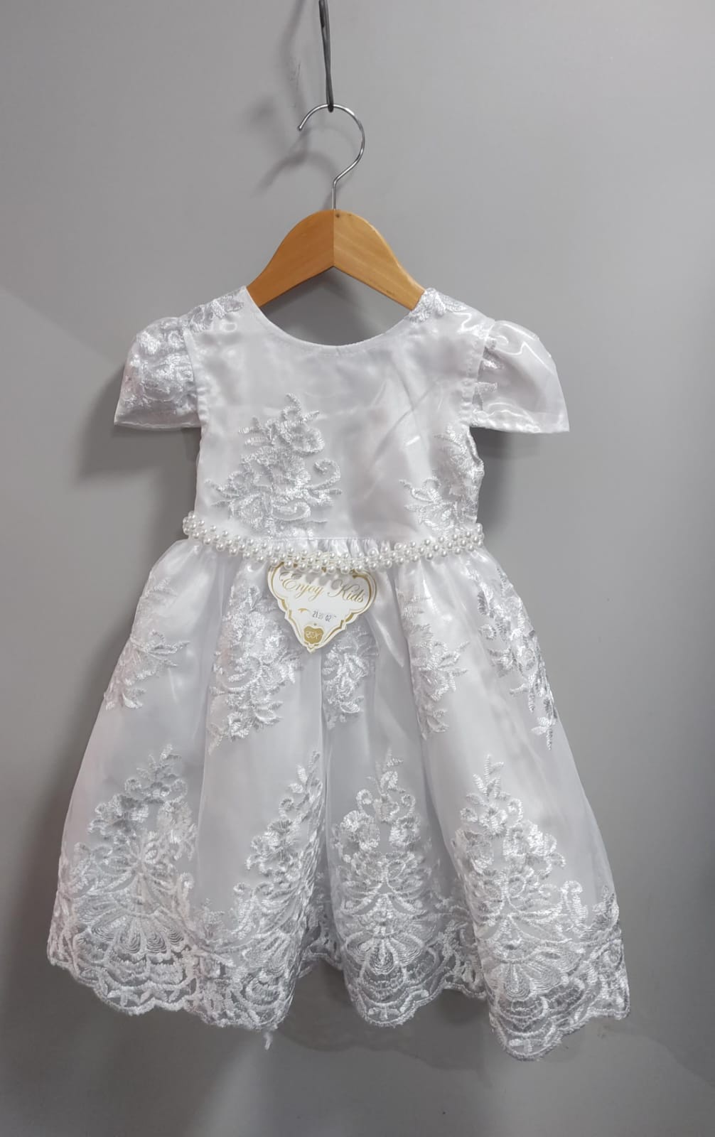 Vestido Infantil Branco Casamento Festa Com Renda Luxo
