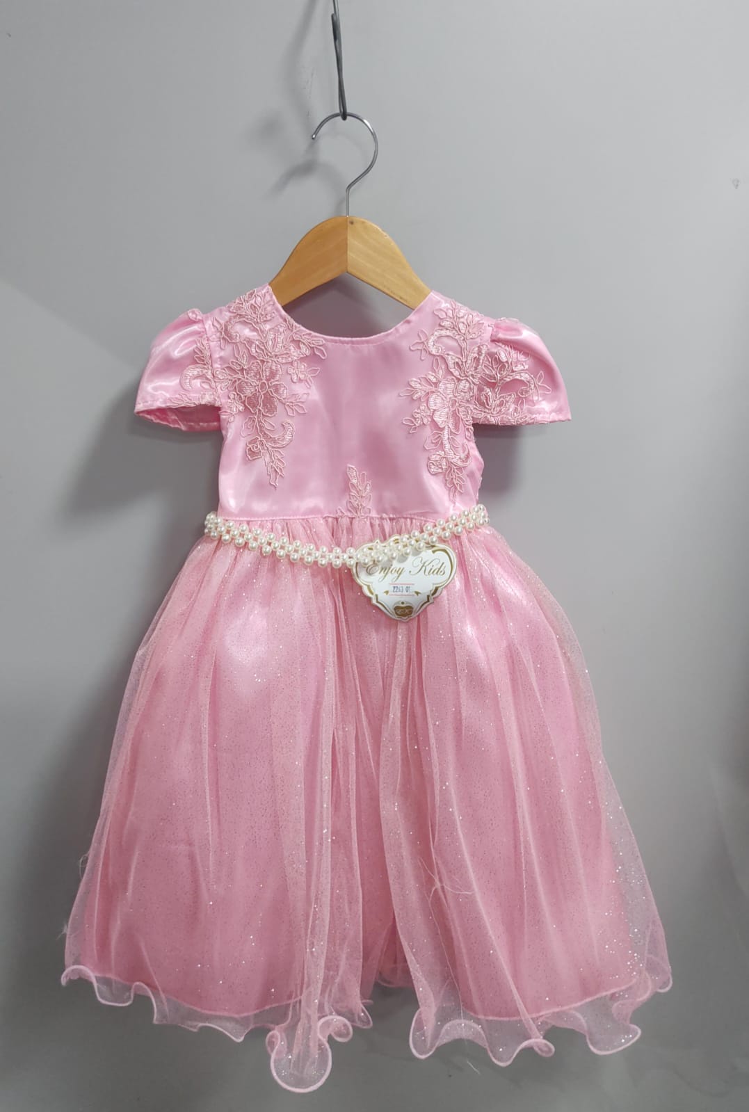 Vestido Infantil Rosa Tule Com Renda Luxo Casamento Festas