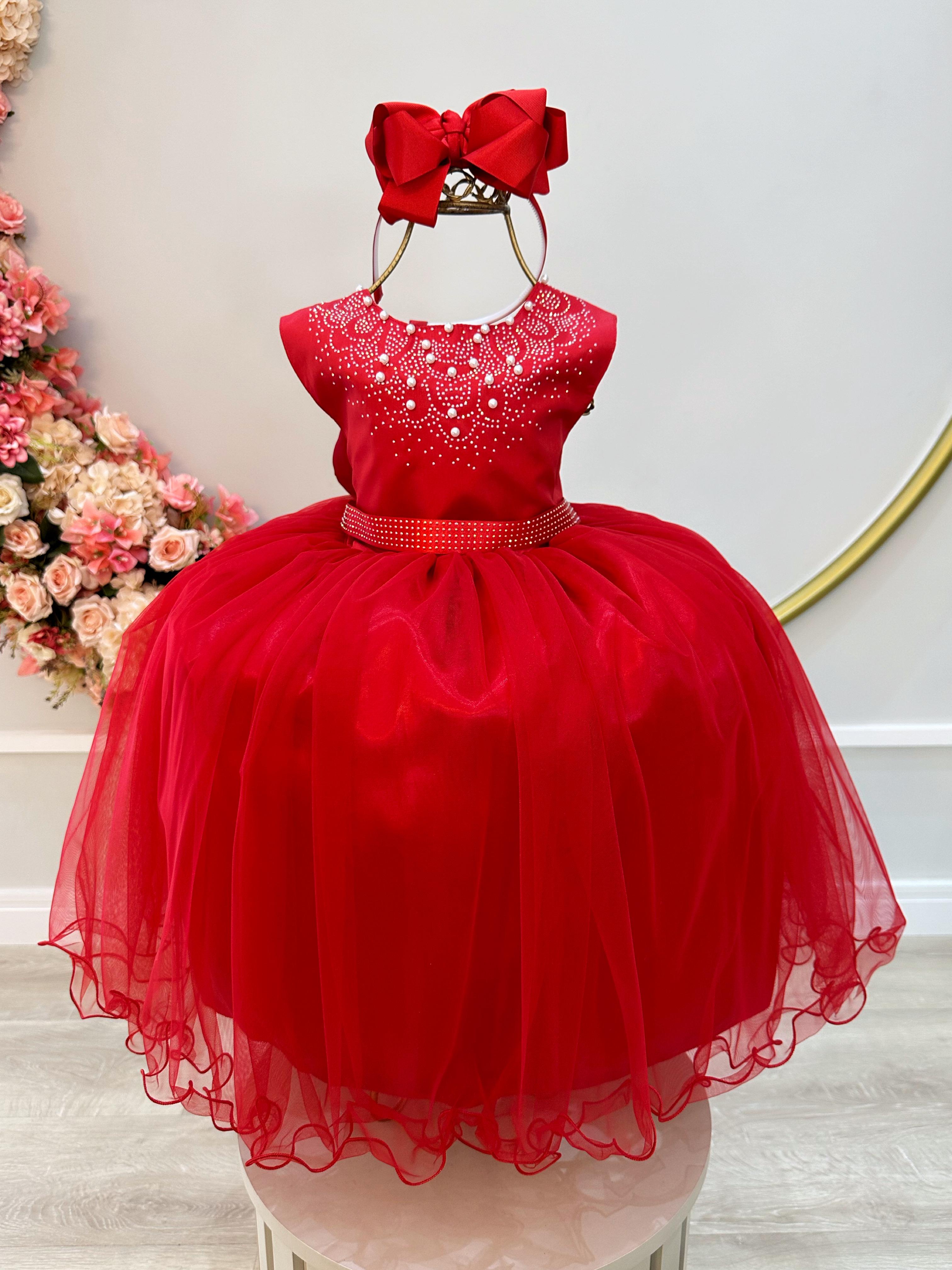 Vestido Infantil Vermelha Damas Luxo Festas