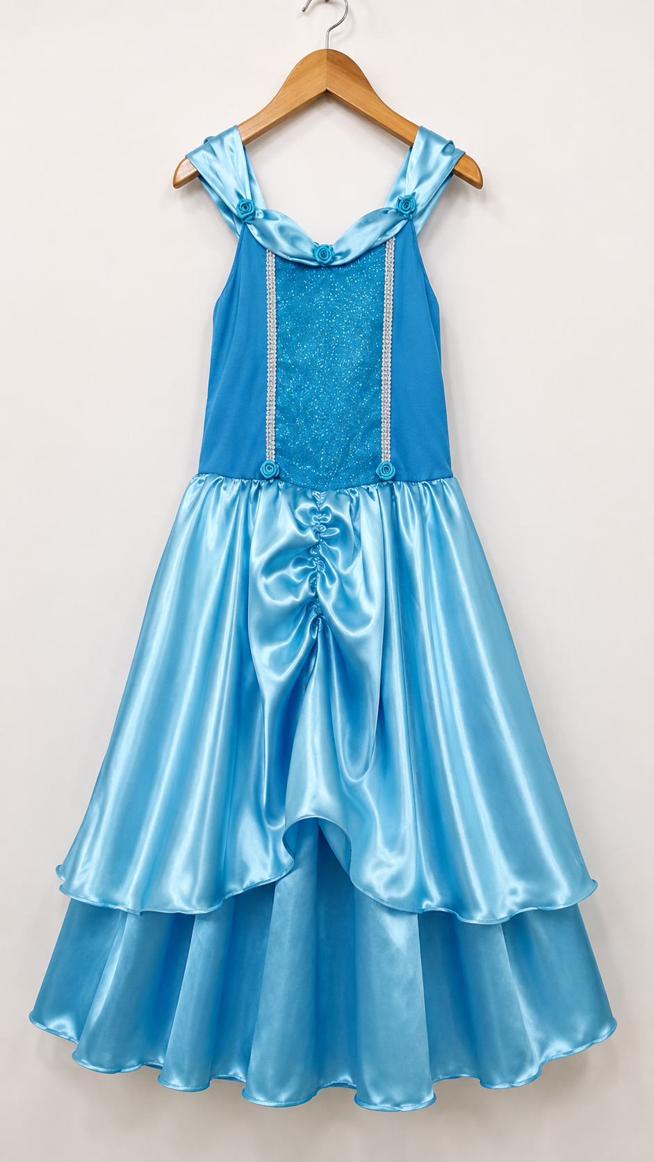 Fantasia Infantil Cinderela Azul Claro C/ brillho saia acetinada