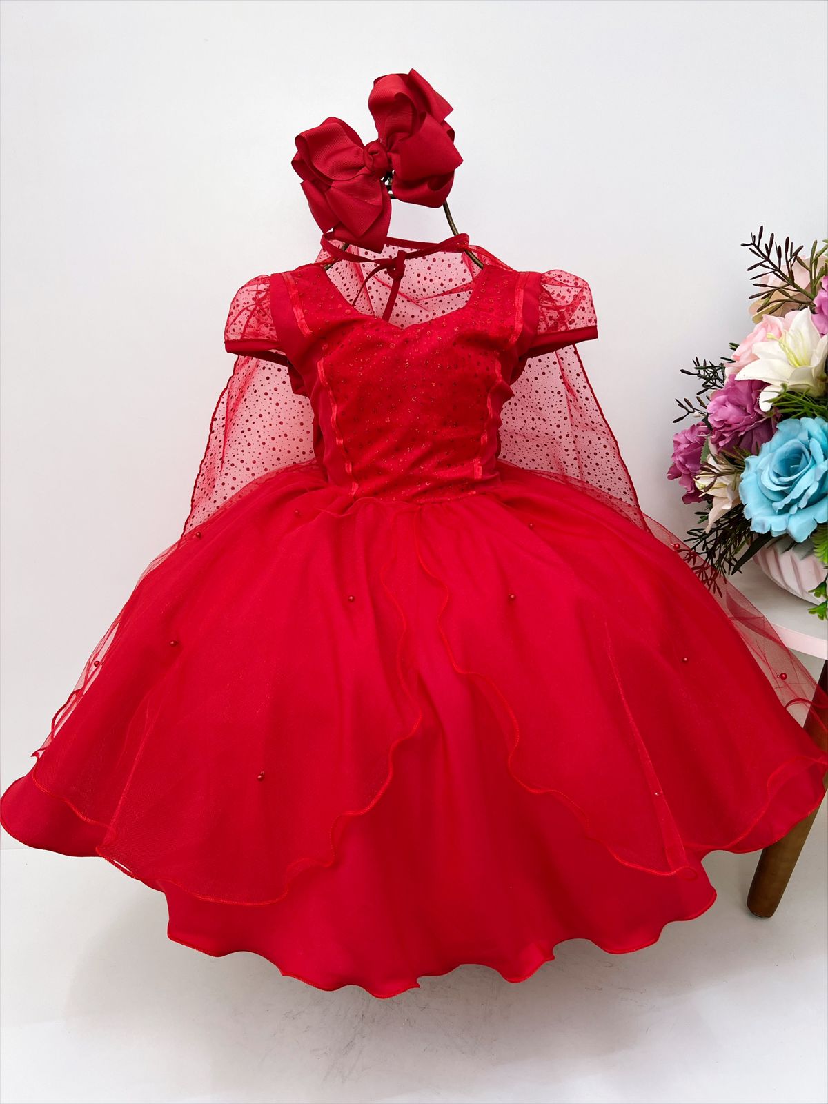 Vestido Infantil Chapeuzinho Vermelho Elena de Avalor e Capa