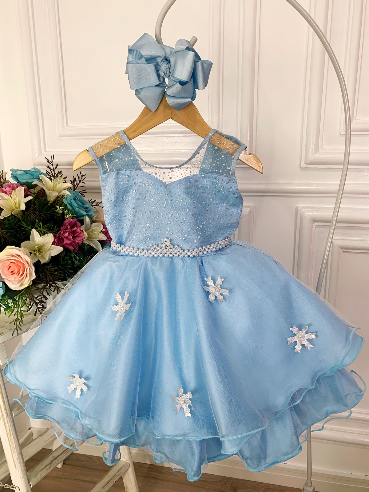 Vestido Infantil Frozen Com Capa Luxo Festas De Princesas