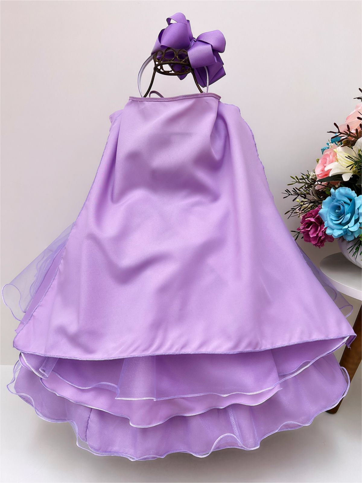 Vestido Infantil Princesa Sofia Lilás C/ Cinto de Pérolas - Rosa Charmosa  Atacado