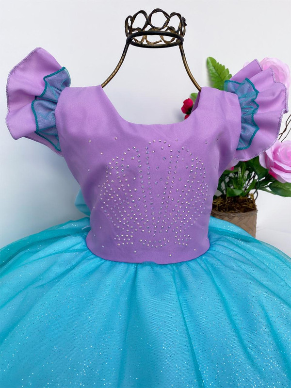 Vestido Infantil Azul Bebê Princesa Festa Luxo Aniversário - Rosa Charmosa  Atacado