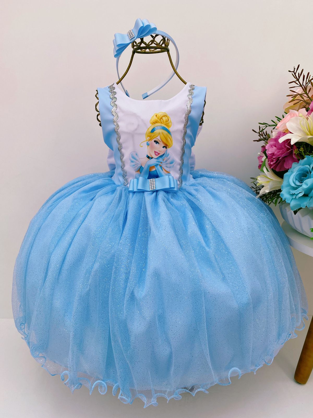 Vestido da Princesa Cinderela Infantil com Led - Festivo Festas