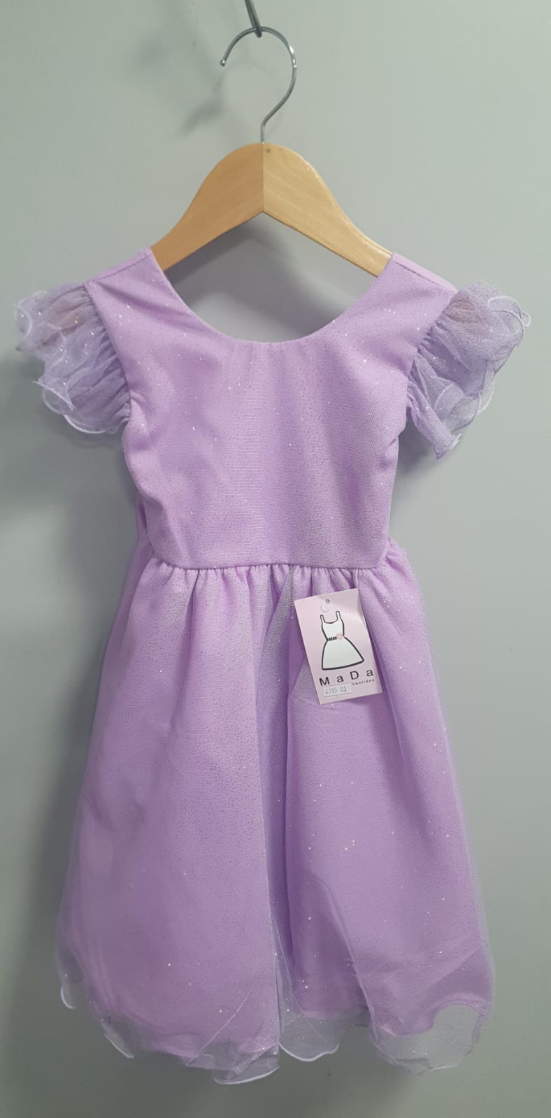 Vestido Infantil Lilás C/ Glitter Festas Daminhas Luxo