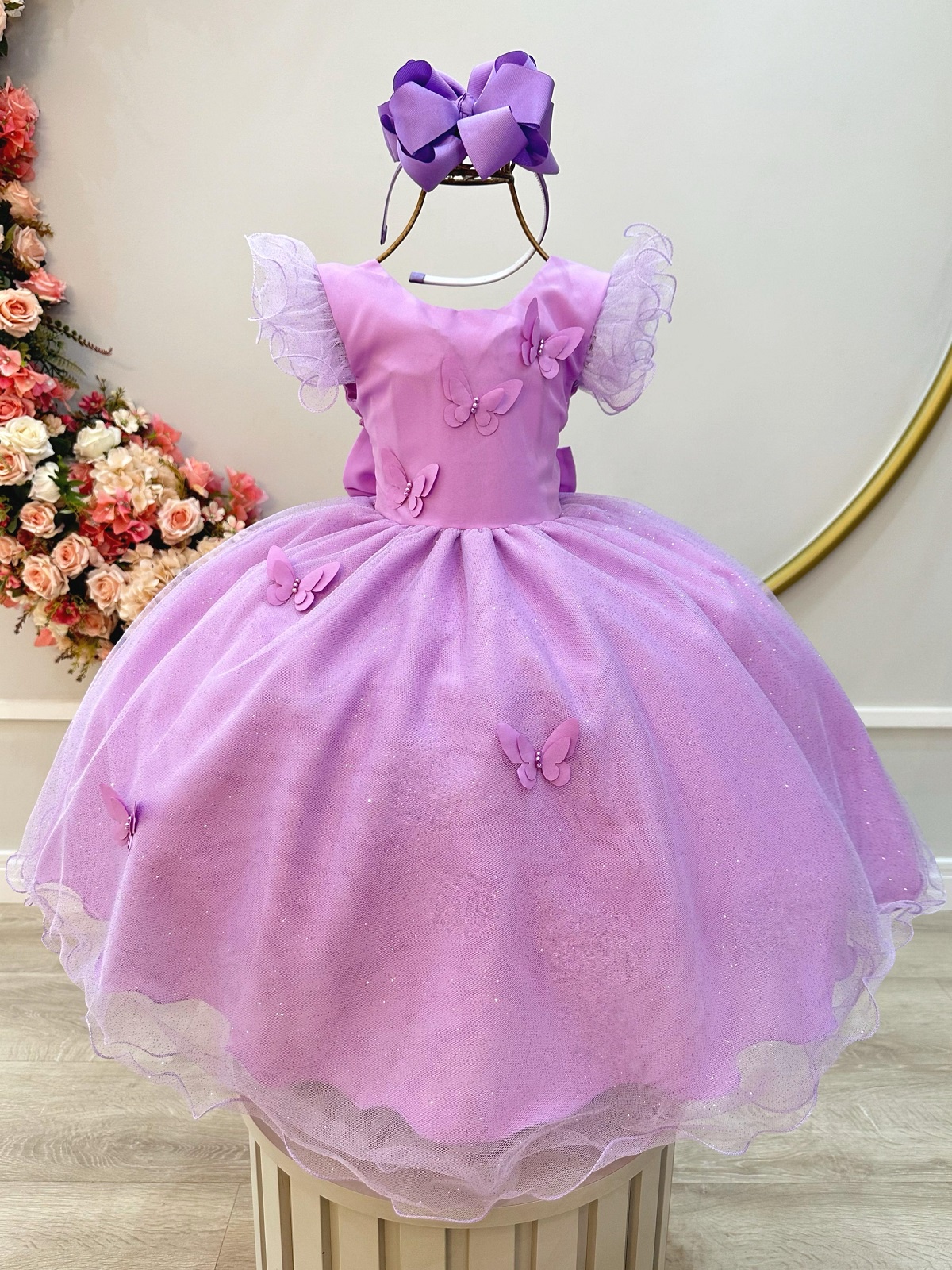 Vestido Infantil Lilás Jardim das Borboletas Festas