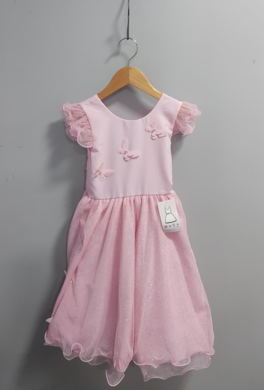 Vestido Infantil Rosa Claro Jardim das Borboletas Festas