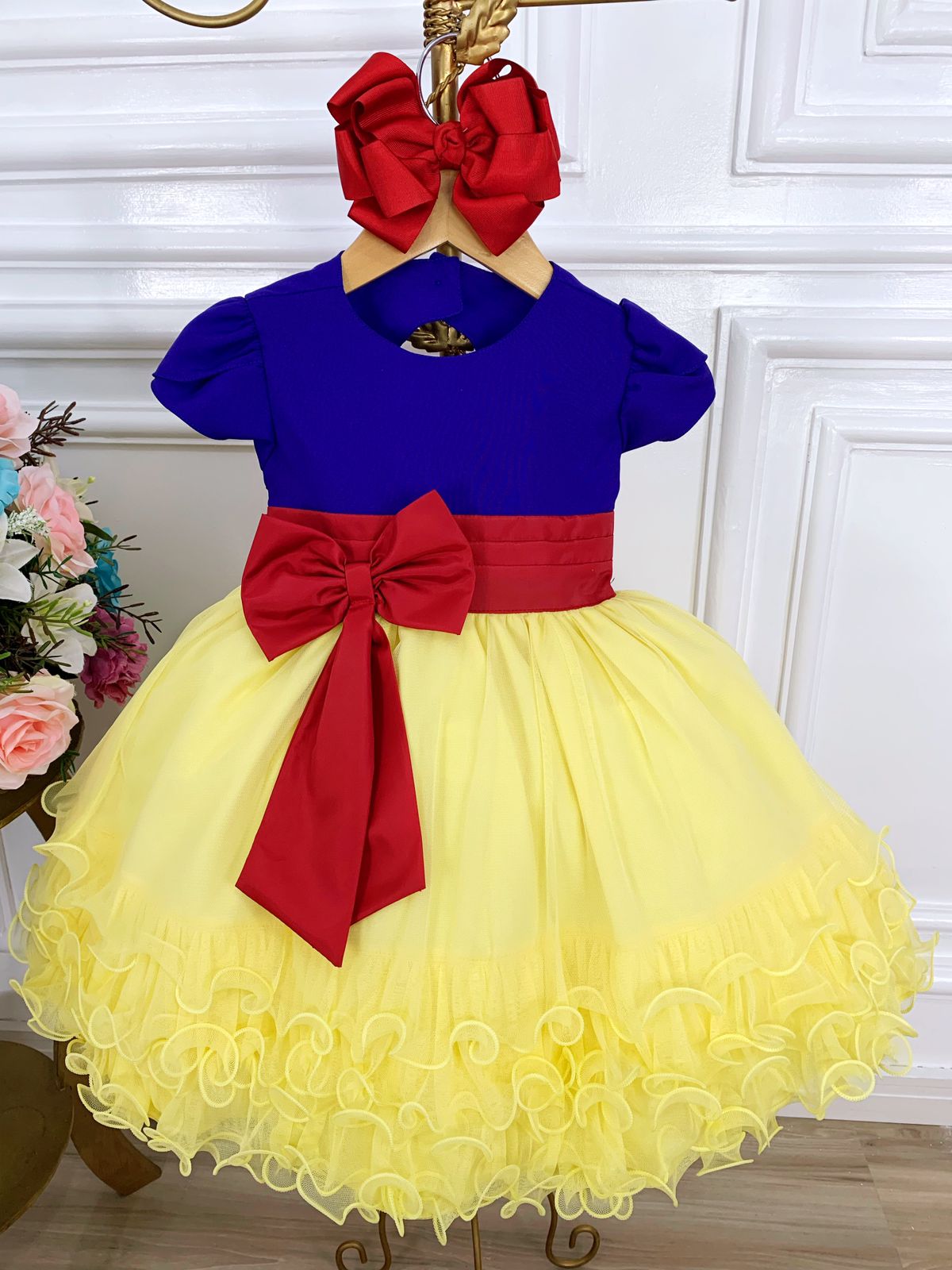 Vestido Infantil Branca De Neve Bebê Princesa Festa De