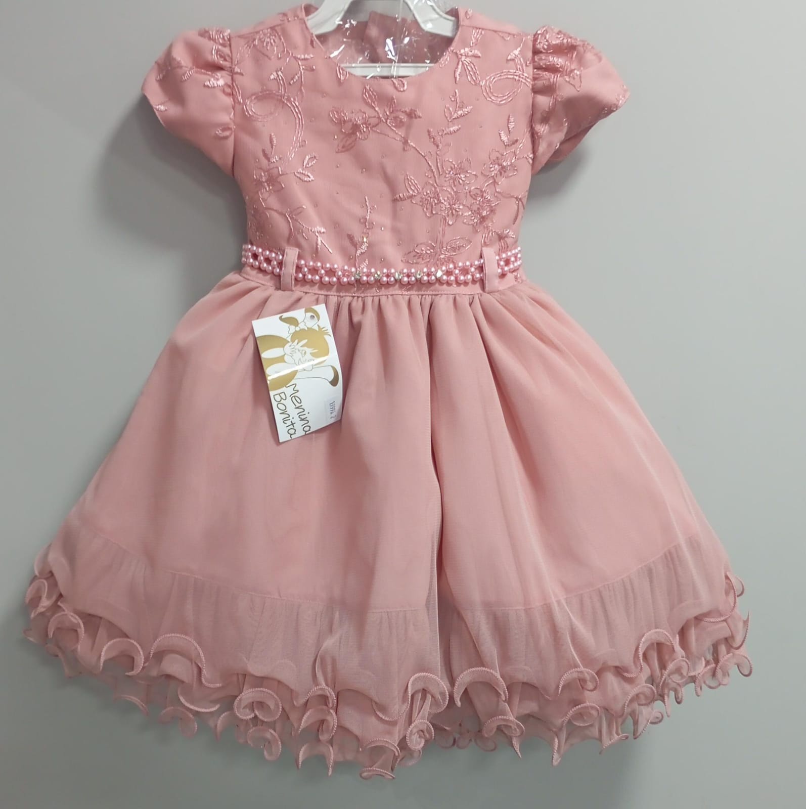 Vestido Infantil Rose Busto Renda e Saia C/ Babados Luxo