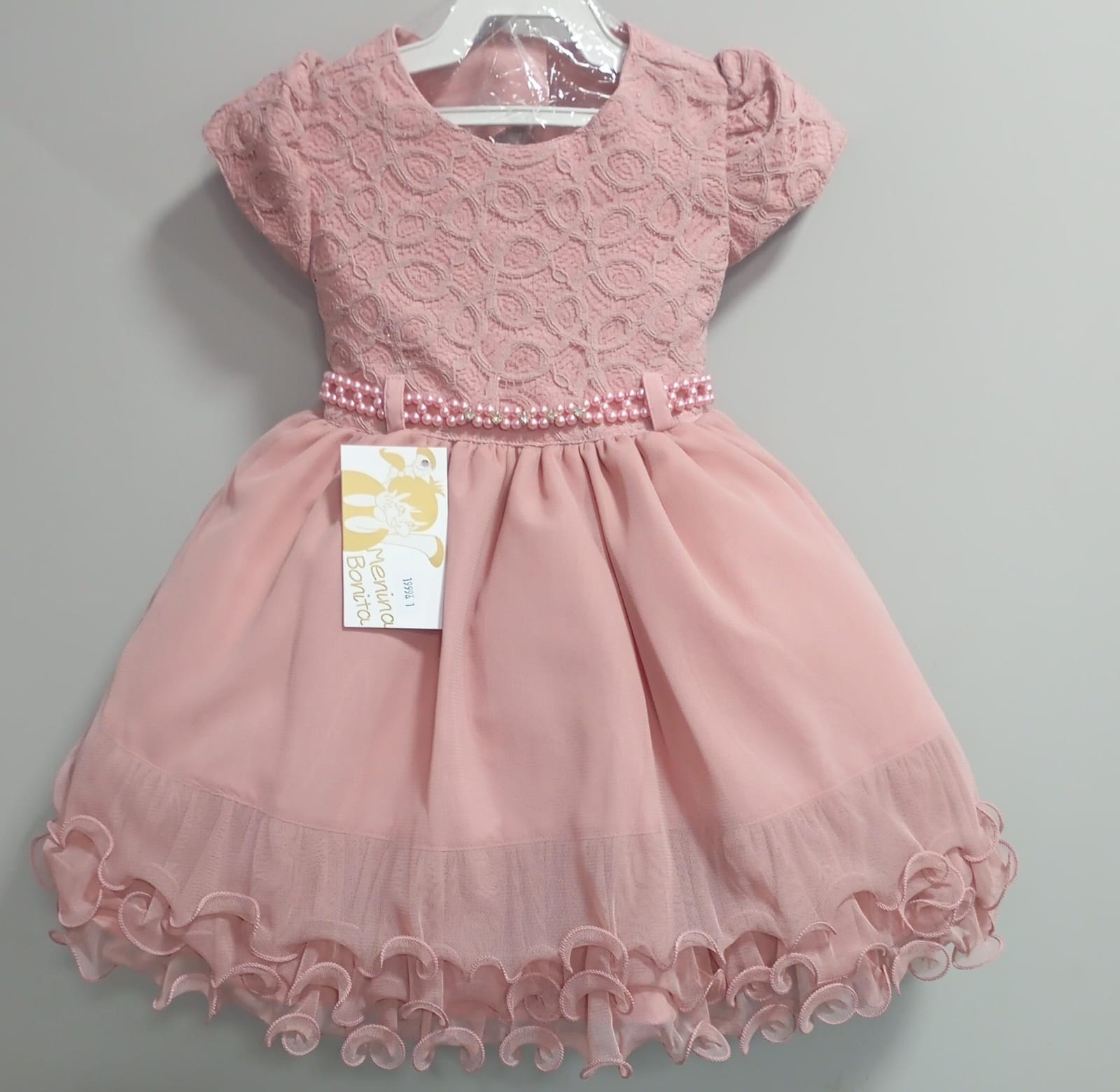 Vestido Infantil Rose e Saia Com Babados Luxo Daminhas