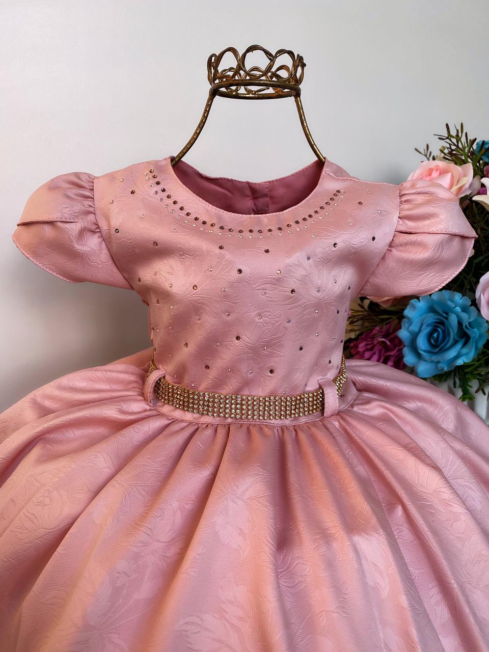 Vestido Infantil Princesa Sofia Lilás Cinto de Strass Luxo - Rosa Charmosa  Atacado