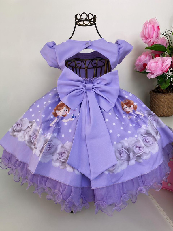 Vestido Infantil Princesa Sofia Lilás Aniversário