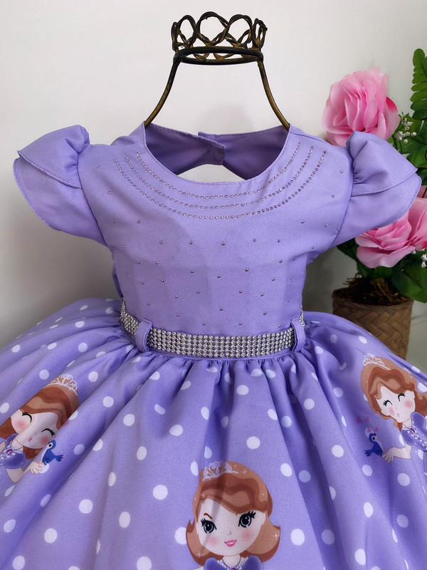 Vestido Princesa Sofia Lilás Infantil Festa Luxo 1 A 4 Anos